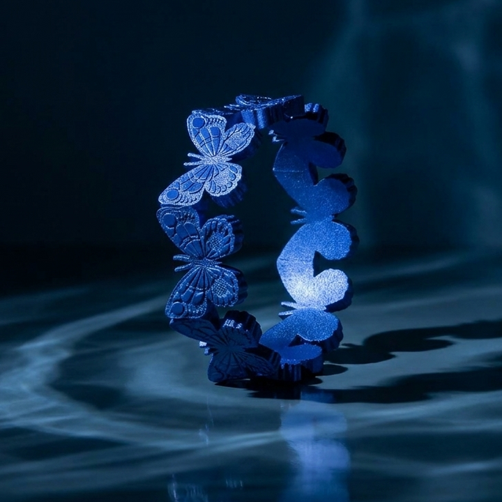 Anneau (addon) "💙 Océan - Mariposa" en argent pour bague mood interchangeable