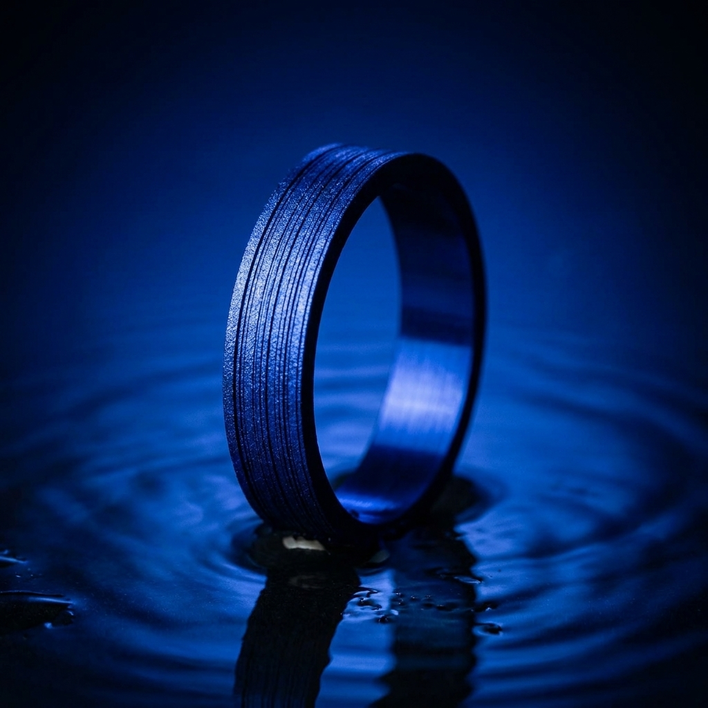 Anneau (deux tiers) "💙Océan - Velours" en argent velours pour bague mood interchangeable
