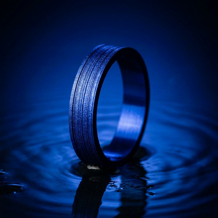 Anneau (deux tiers) "💙Océan - Velours" en argent velours pour bague mood interchangeable