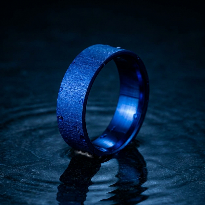 Inner ring (addon) "💙Ocean - Wrinkled" in wrinkled silver for interchangeable mood ring