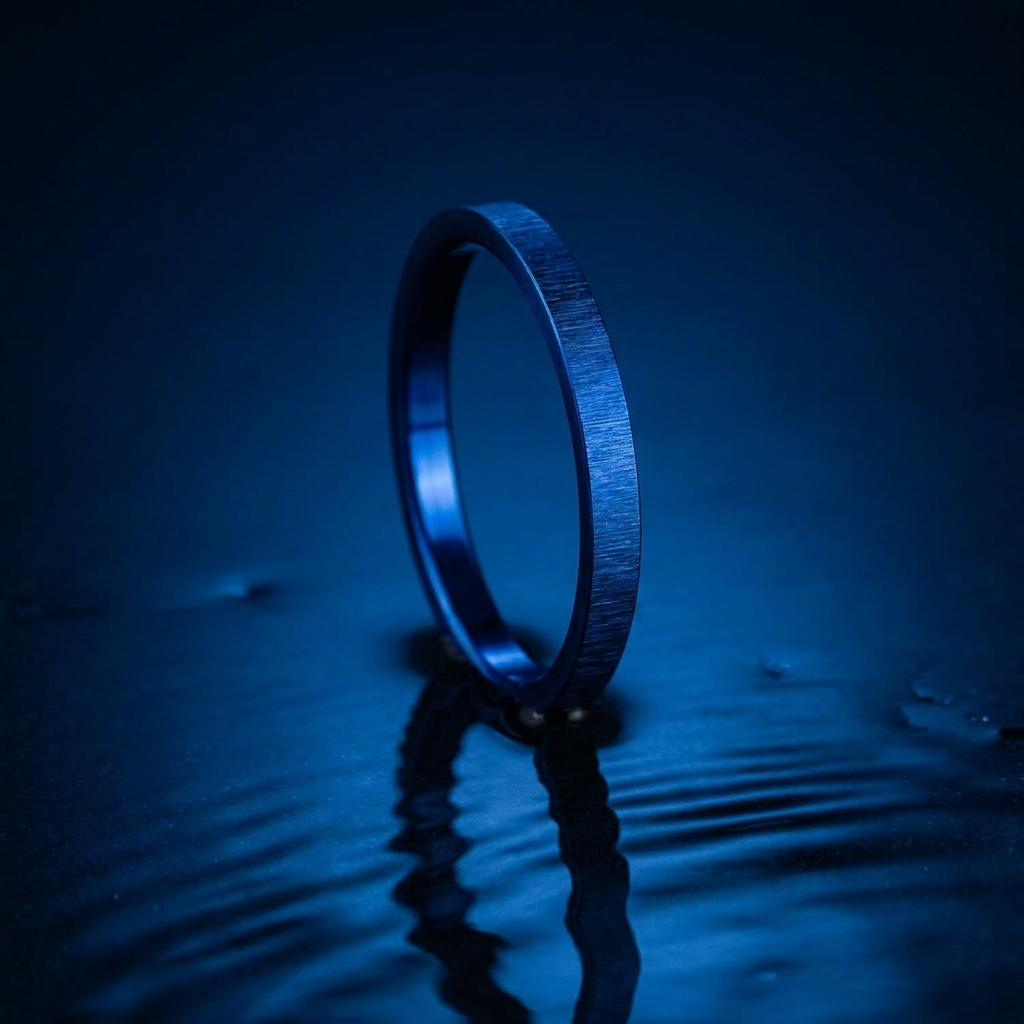 Inner ring (medium addon) "💙Ocean - wrinkled" in silver for interchangeable mood ring