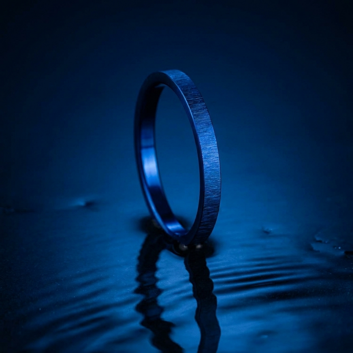 Inner ring (medium addon) "💙Ocean - wrinkled" in silver for interchangeable mood ring