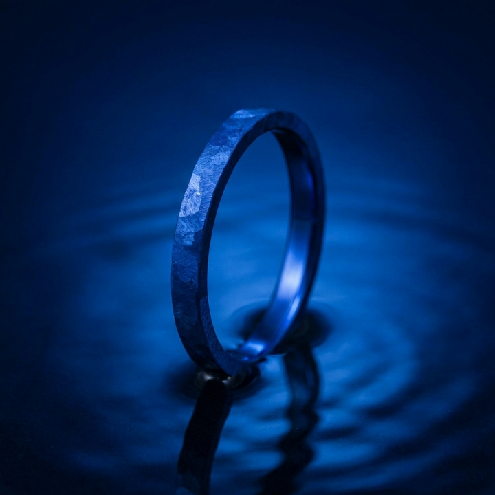 Inner ring (medium addon) "💙Ocean - Glitter" in glitter steel for interchangeable mood ring