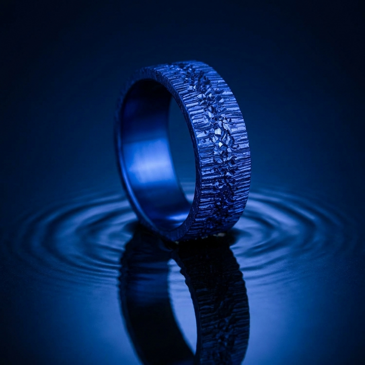 Inner ring (addon) "💙Ocean - Sparkling Water" in rock silver for interchangeable mood ring