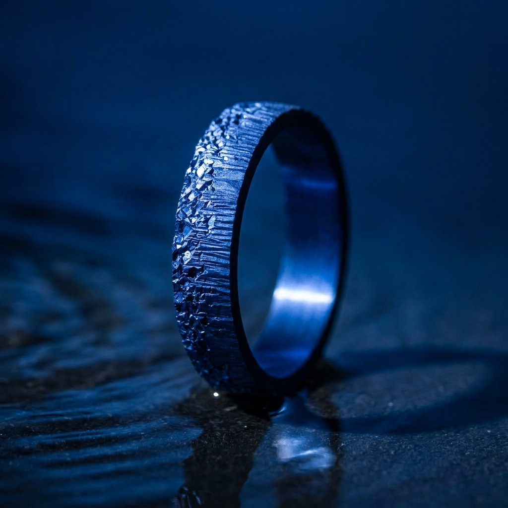 Inner ring (2/3 addon) "💙Ocean - Sparkling water" in rock silver for interchangeable mood ring