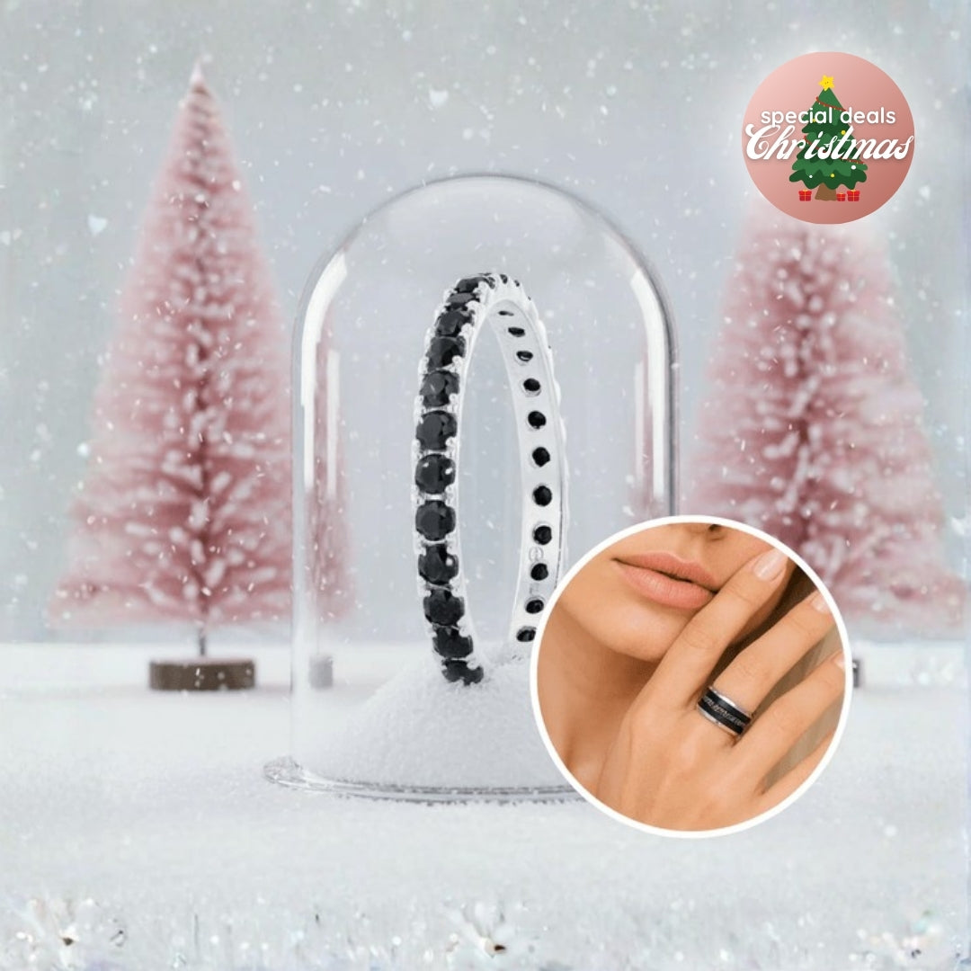 💍 Anneau (addon medium) "Aura Obscura" en argent 925 serti de zircons noirs