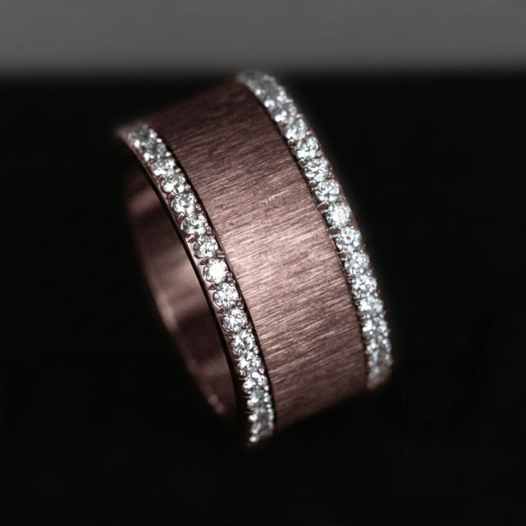 Innenring (Addon) aus Altrosa geknittertem Edelstahl für den auswechselbaren mood Ringe