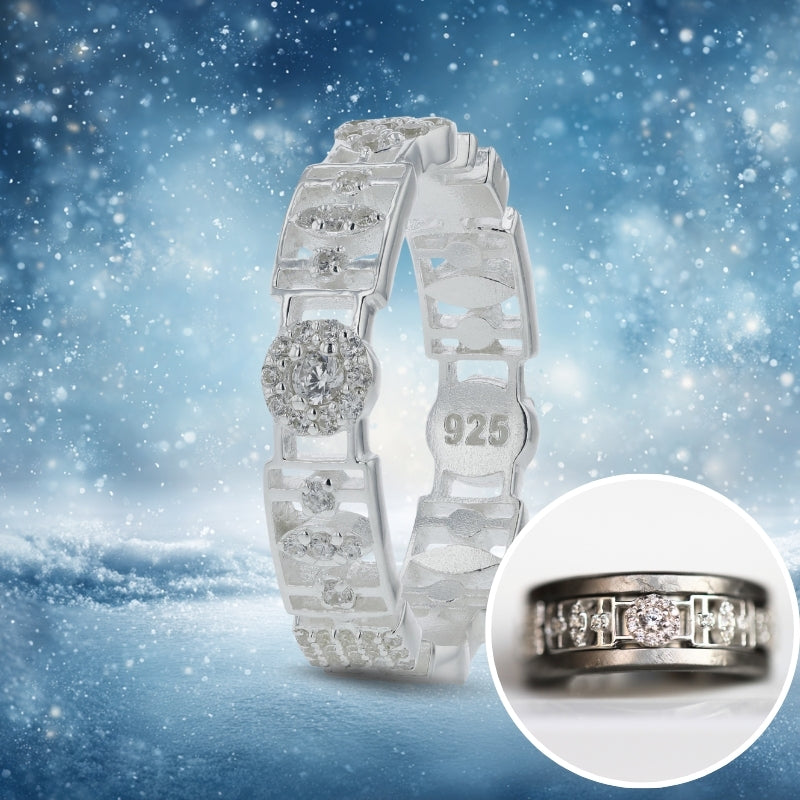 Anneau (deux tiers) "Gatsby" en argent 925 3D serti de zircons pour bague mood interchangeable