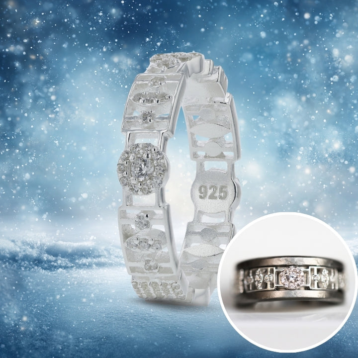Anneau (deux tiers) "Gatsby" en argent 925 3D serti de zircons pour bague mood interchangeable