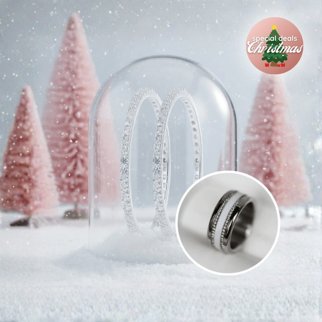 Set of 2 Inner rings (Mini addons) "Mini Aura Authentic" 925 silver set with zircons for interchangeable mood ring