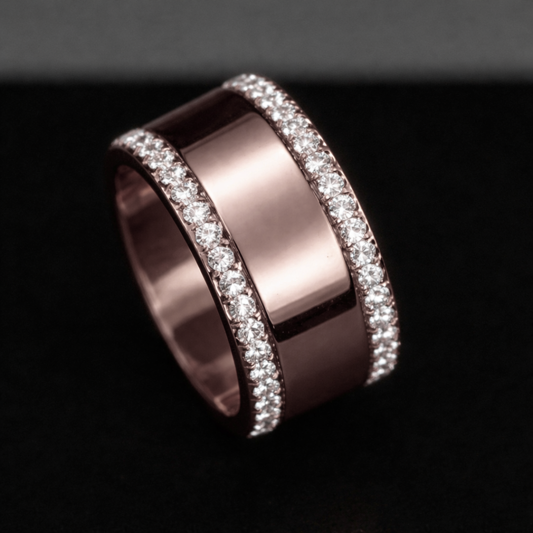 Anneau (addon) en acier poli vieux rose pour bague mood interchangeable