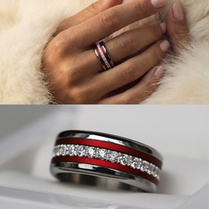 Bague mood en argent 925 et zircons "Douceur d'hiver" avec couleur interchangeable