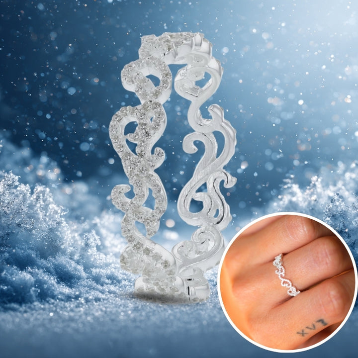 Anneau (deux tiers) "Arabesque Royale" en argent entièrement serti de zircons pour bague mood interchangeable