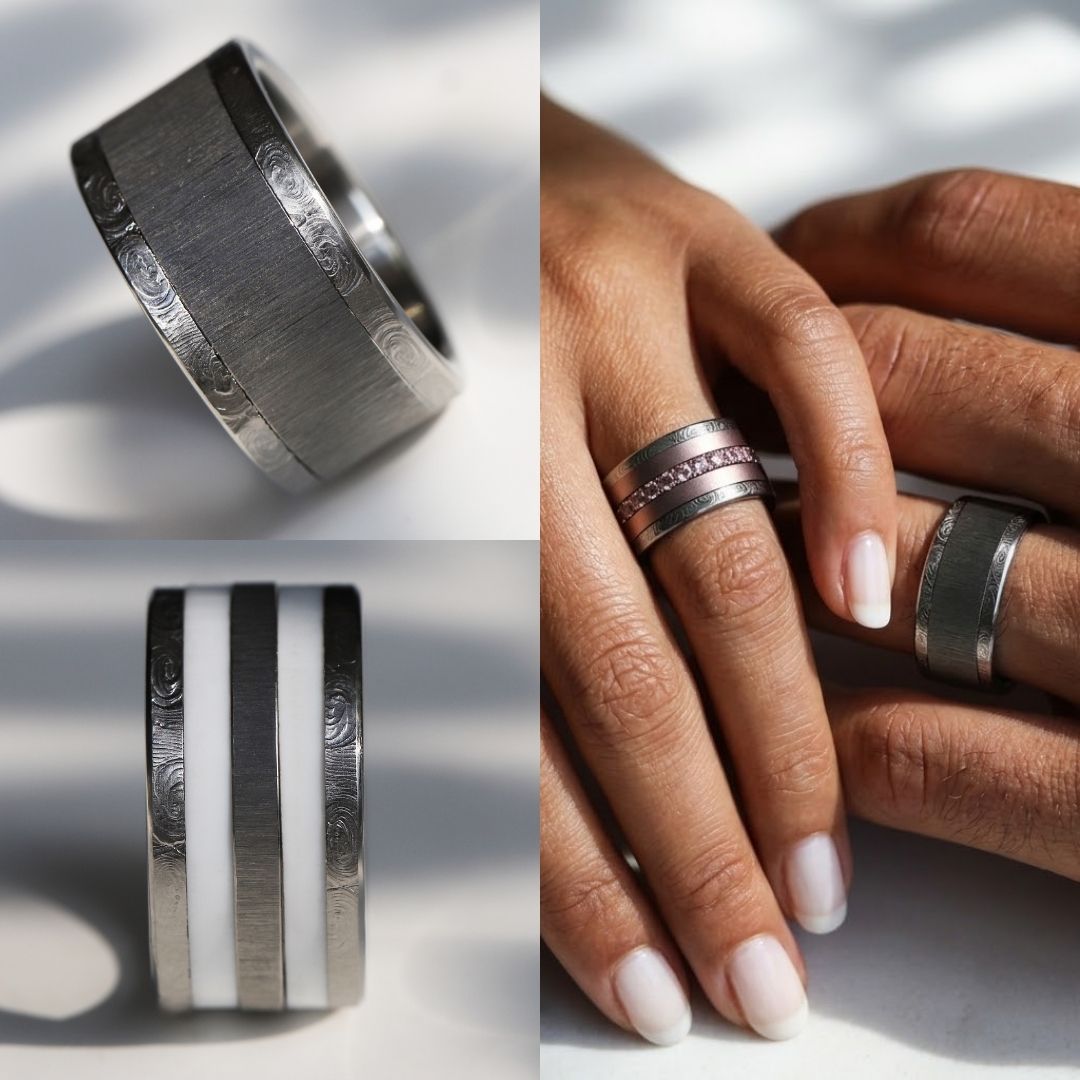 Small „Full Digit“ eckige Fassung aus Edelstahl mit personalisierter Gravur deines Fingerabdrucks (11mm)