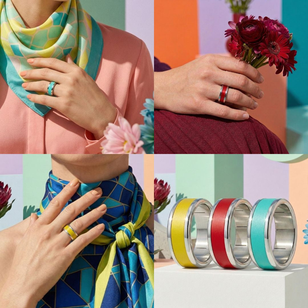 Bague swiss made "mood morphose" avec anneau interchangeable