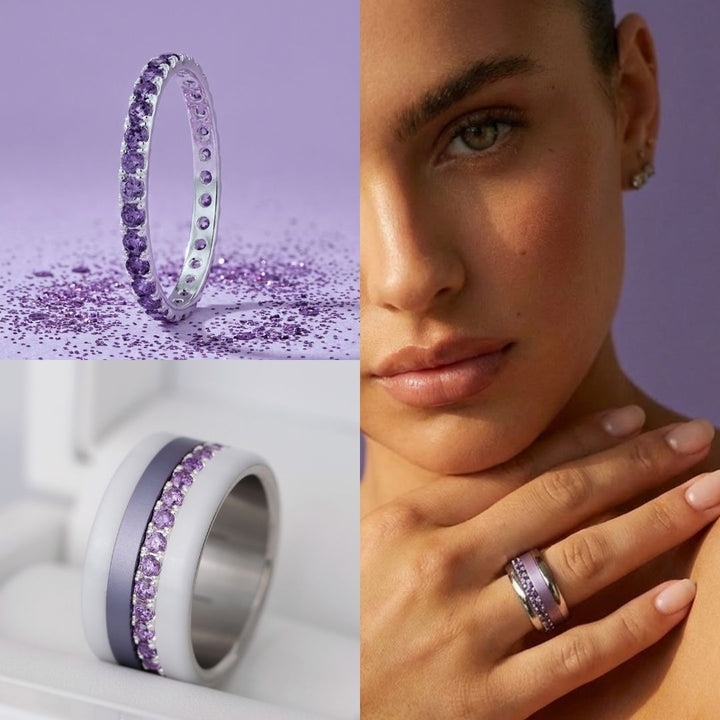 🧏🏻‍♀️ Anneau (addon medium) "SorAura" en argent 925 serti de zircons violet 💜