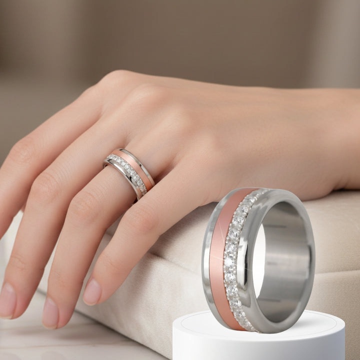 Bague mood en argent 925 et zircons "Cozy Cocooning" avec couleur interchangeable
