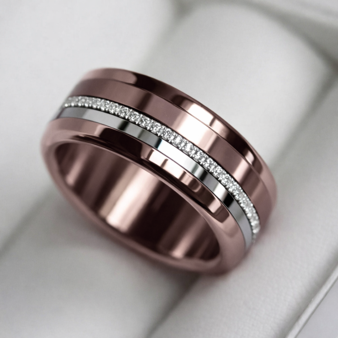 Anneau (medium) en acier poli vieux rose pour bague mood interchangeable