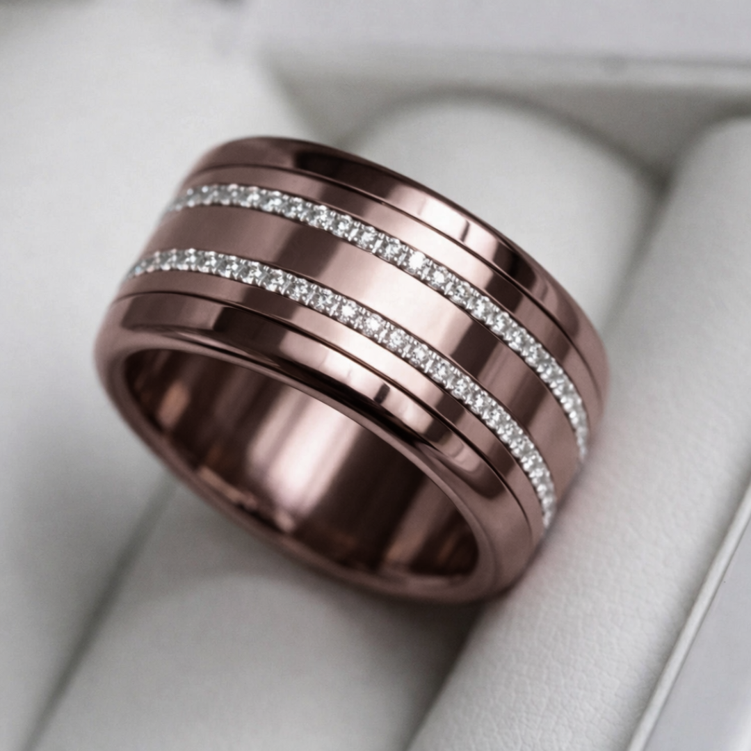 Anneau (mini) en acier poli vieux rose pour bague mood interchangeable