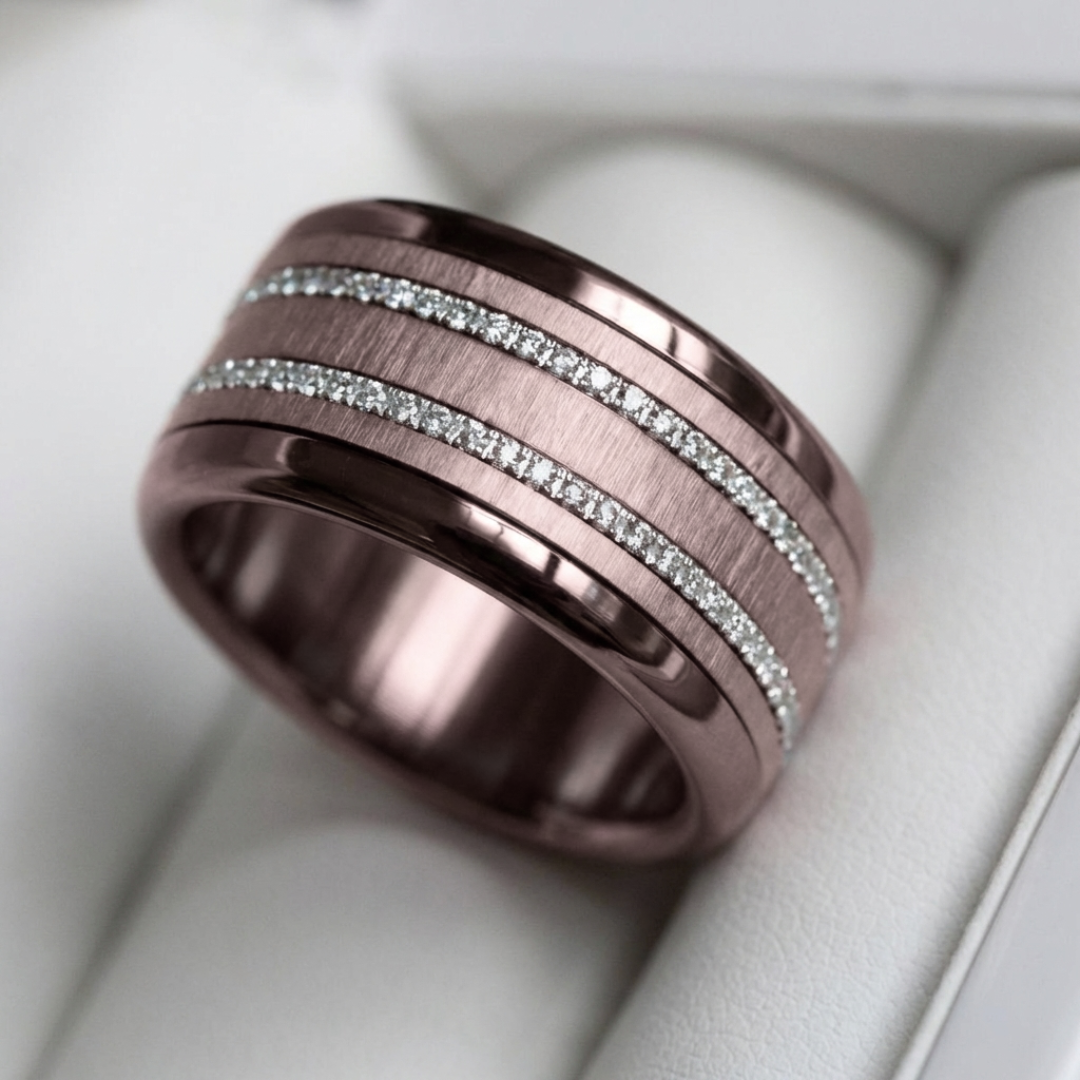 Inner ring (mini addon) in old pink wrinkled steel for interchangeable mood ring