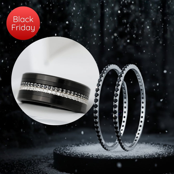 Innenring (Mini Addon) "Mini Aura Obscura" aus 925er Silber mit schwarzen Zirkonia Steine besetzt für den auswechselbaren mood Ring