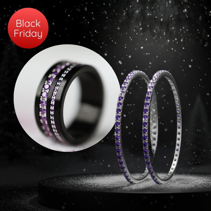 🧏🏻‍♀️  Set von 2 minis Addons "Soraura" aus 925er Silber mit violletten Zirkonia Steine besetzt 💜