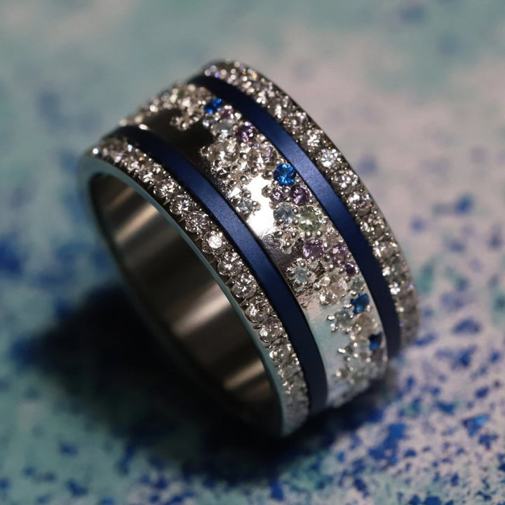 🧿 Pack de 2 minis en aluminium bleu marine,  pour bague mood interchangeable