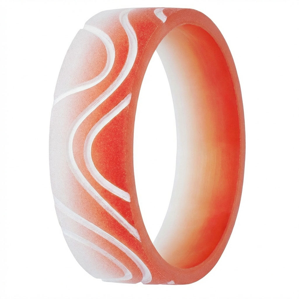 Anneau (addon ou deux tiers) "VINGT-TROIS" en polymère rouge - blanc sablé