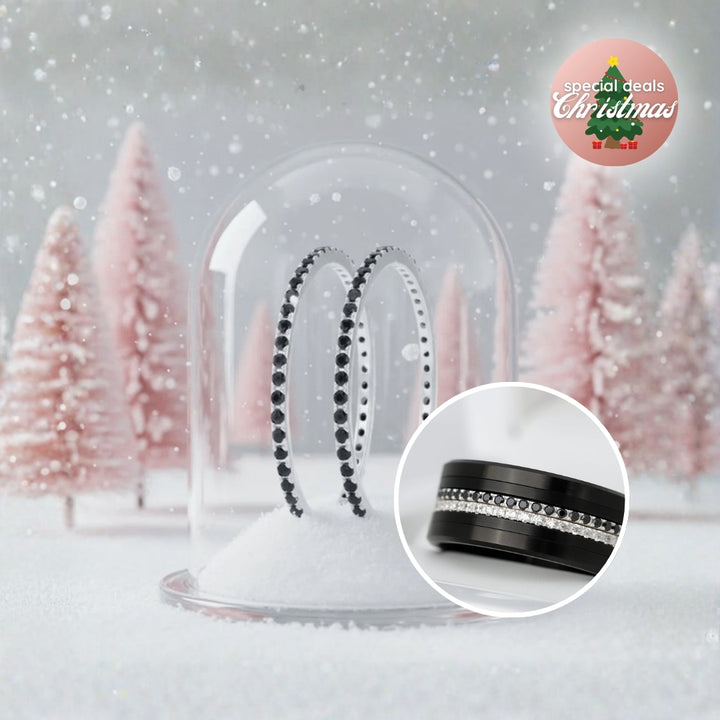 Inner ring (Mini addon) "Mini Aura Obscura" 925 silver set with black zircons for interchangeable mood ring