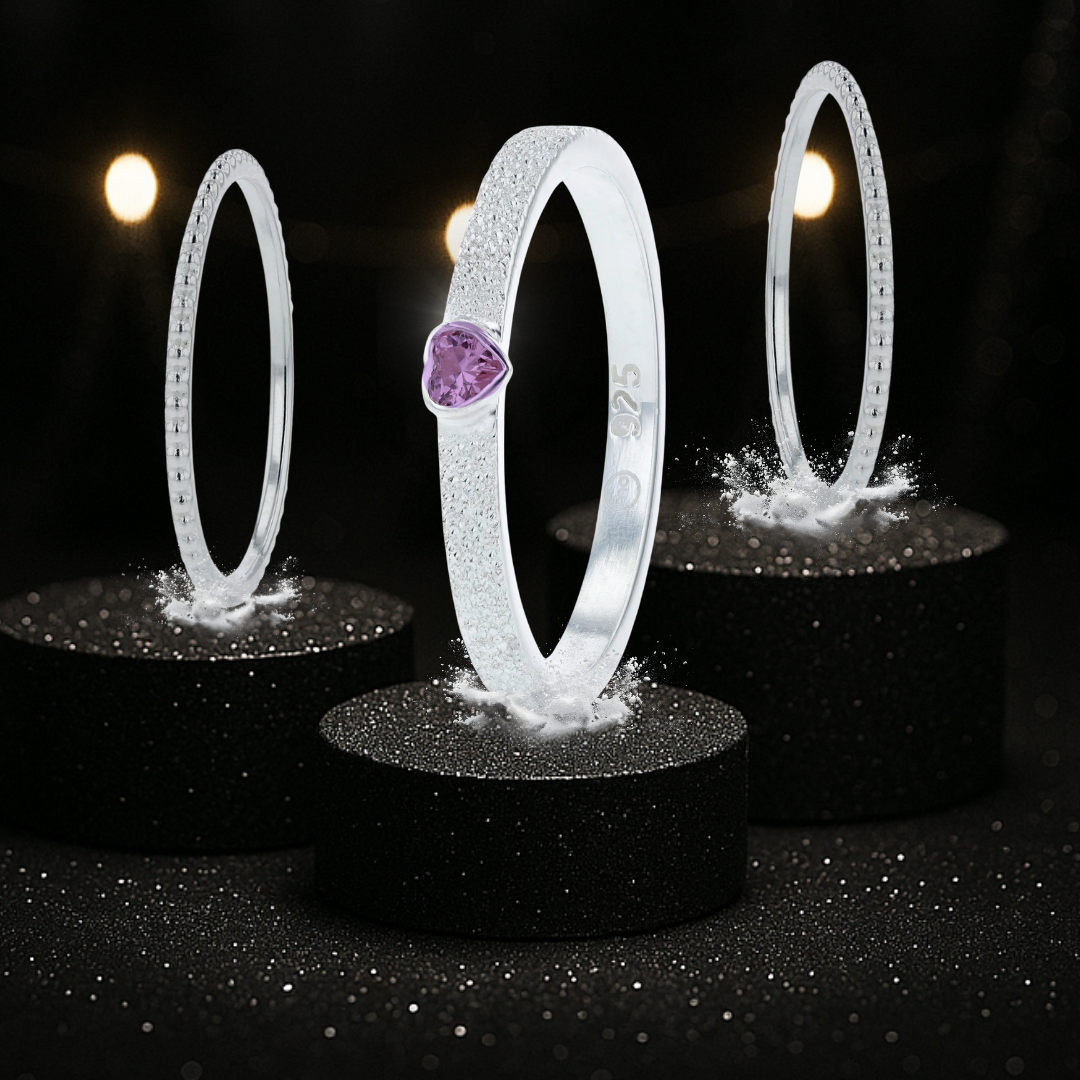 Pack oasis & open heart purple (3 anneaux pour bague mood)