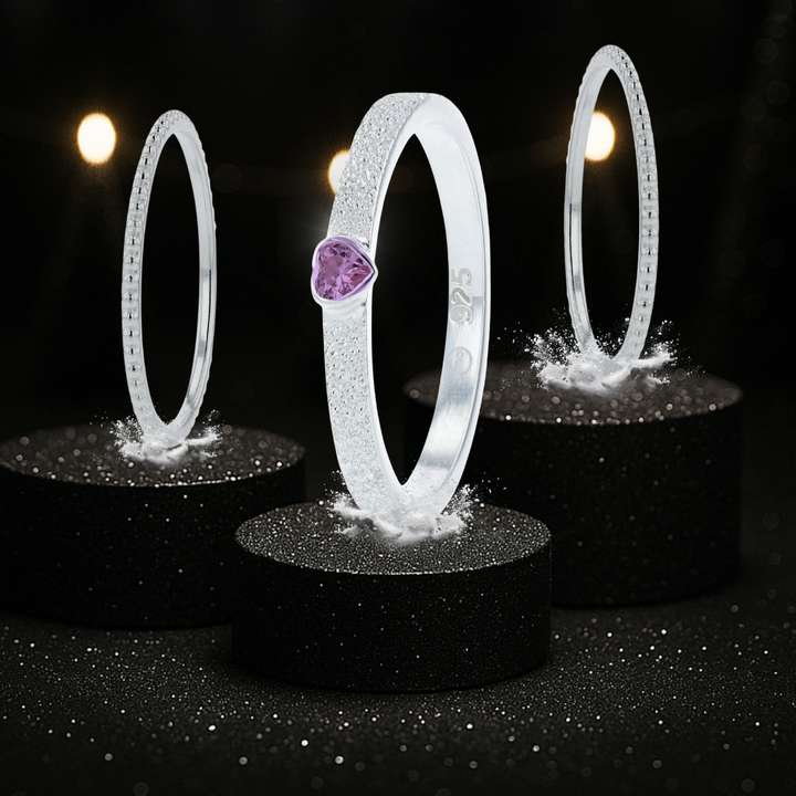 Pack oasis & open heart purple (3 anneaux pour bague mood)