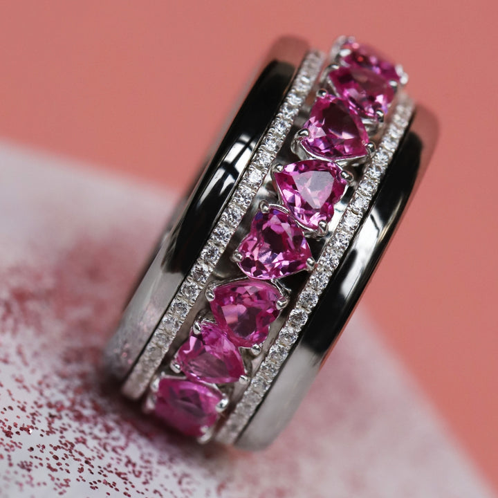 Set of 2 Inner rings (Mini addons) "Mini Aura Authentic" 925 silver set with zircons for interchangeable mood ring