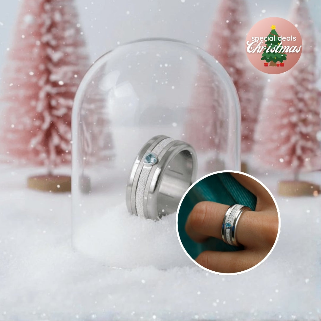 Interchangeable mood ring "Open Heart" in 925 silver with shiny heart limited to 150 pieces