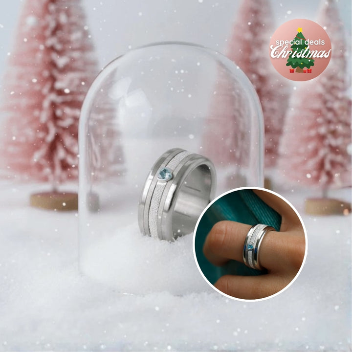 Interchangeable mood ring "Open Heart" in 925 silver with shiny heart limited to 150 pieces