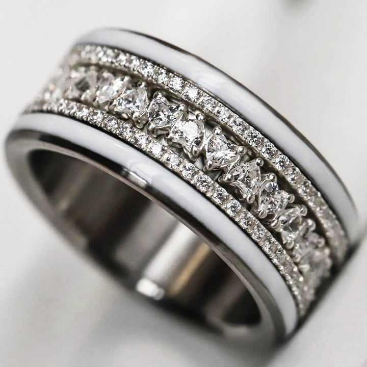 Set of 2 Inner rings (Mini addons) "Mini Aura Authentic" 925 silver set with zircons for interchangeable mood ring