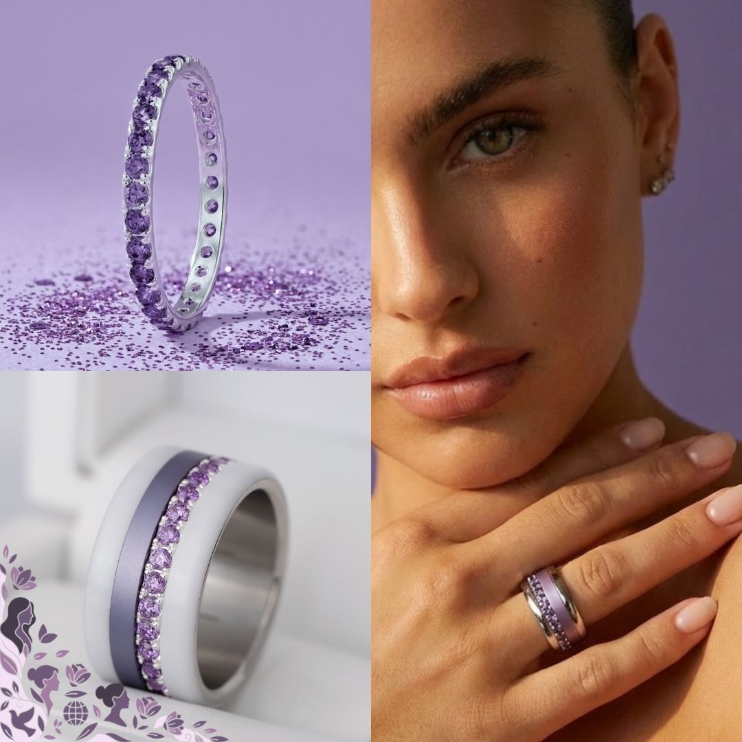 🧏🏻‍♀️ Innenring (medium Addon) "SorAura harmonische Aura“ aus 925 Silber, mit violetten Zirkonia Steinen besetzt 💜