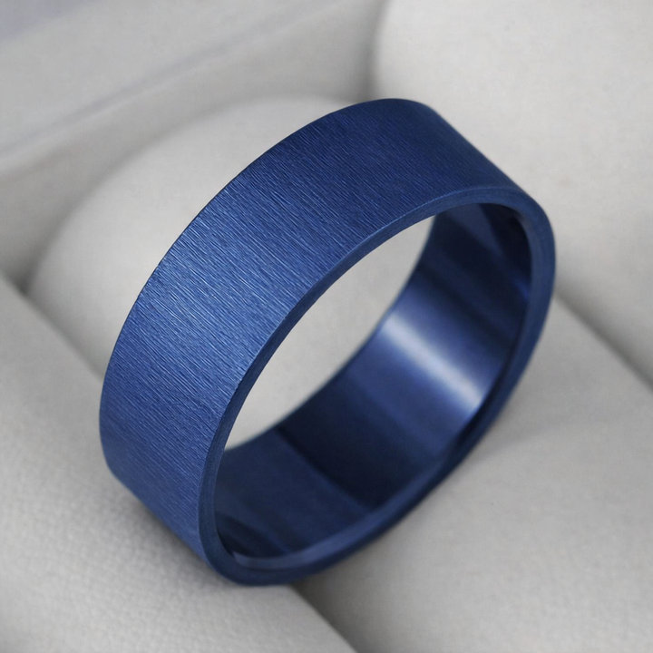Anneau (addon) en acier froissé bleu minéral pour bague mood interchangeable