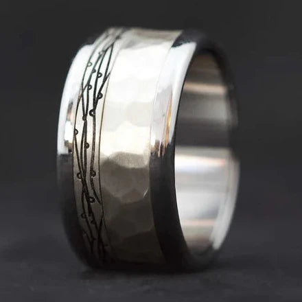 Anneau (deux tiers) en argent 925 « Martelé » pour bague mood interchangeable