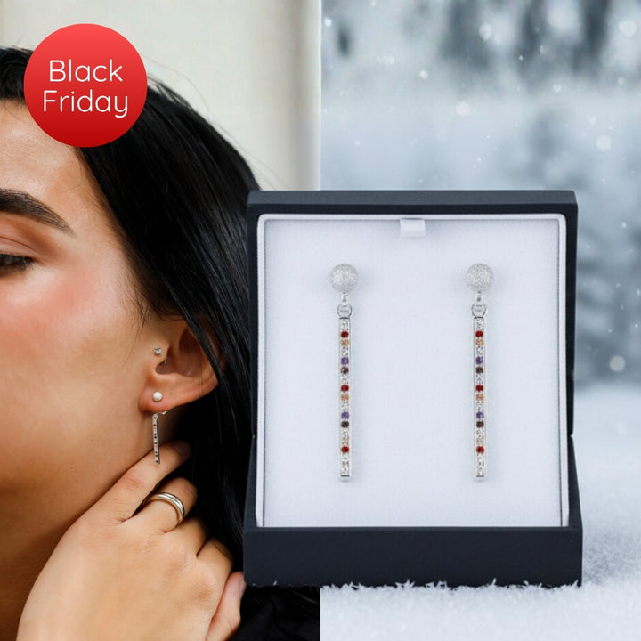 "Drop Aura d'automne " mood en argent 925 serti de zircons colorés (Bijou d'oreille)