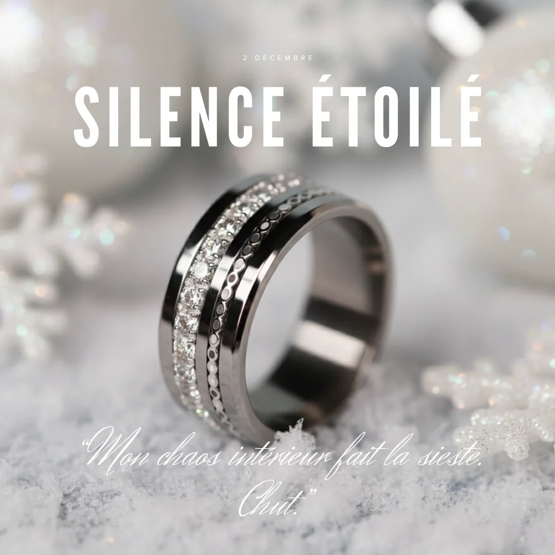 02 🎁 Inner ring (mini addon) "Starry silence" in silver with enamel coating