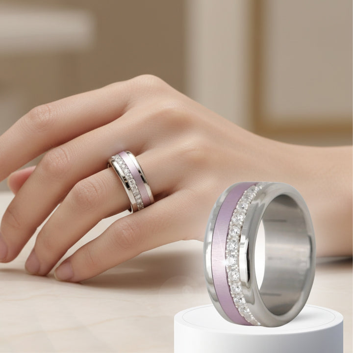 Bague mood en argent 925 et zircons "Cozy Cocooning" avec couleur interchangeable