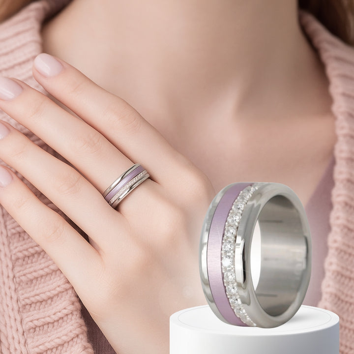 Bague mood en argent 925 et zircons "Cozy Cocooning" avec couleur interchangeable