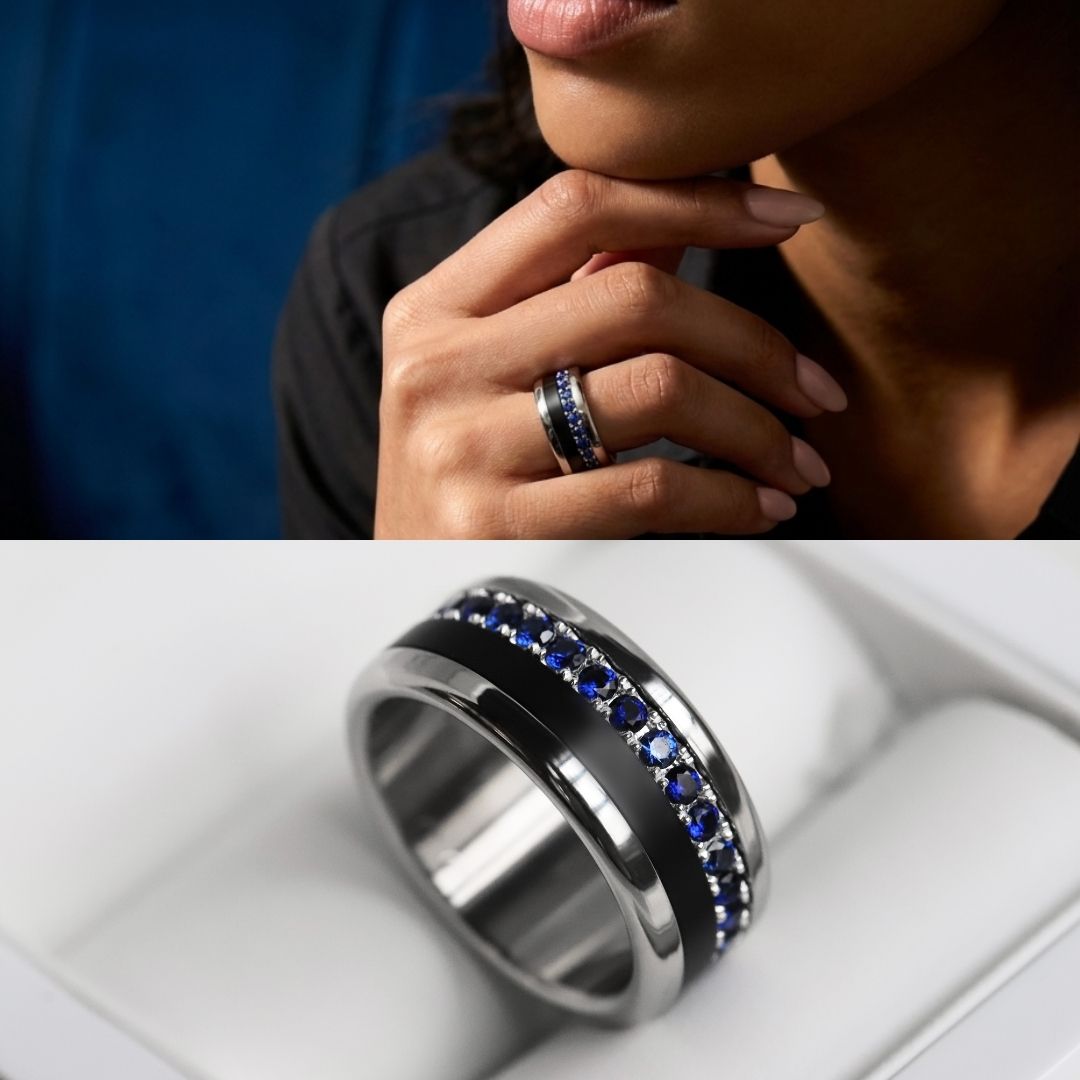 Bague mood en argent 925 et zircons "Écrin royal" avec couleur interchangeable