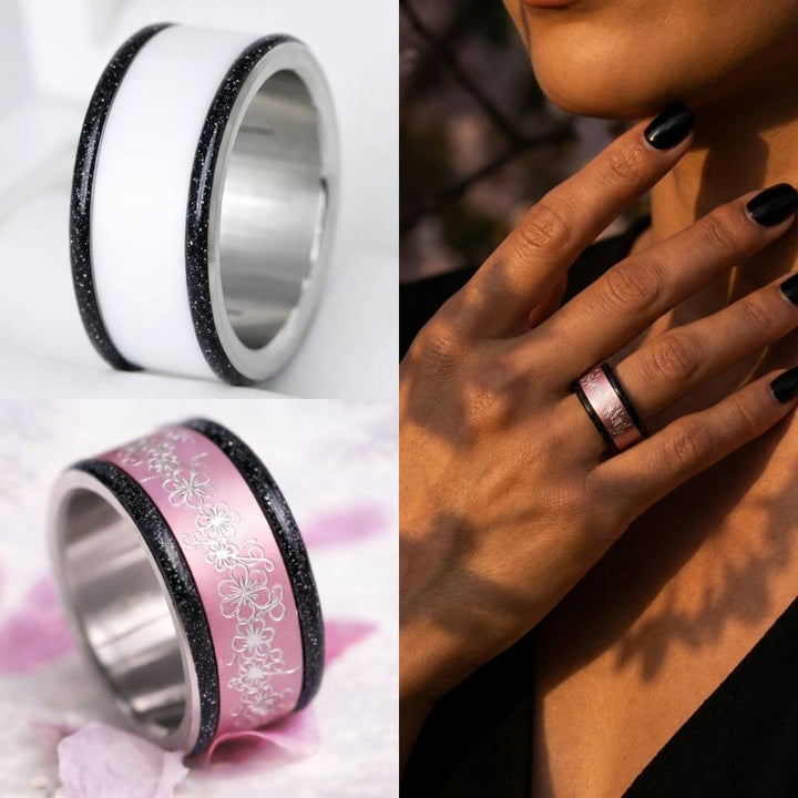 Voile Céleste 🖤  Base small (11mm) en acier avec un revêtement en émail noir - paillettes