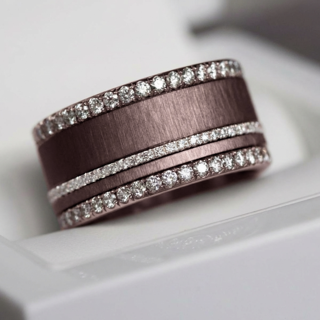 Inner ring (mini addon) in old pink wrinkled steel for interchangeable mood ring