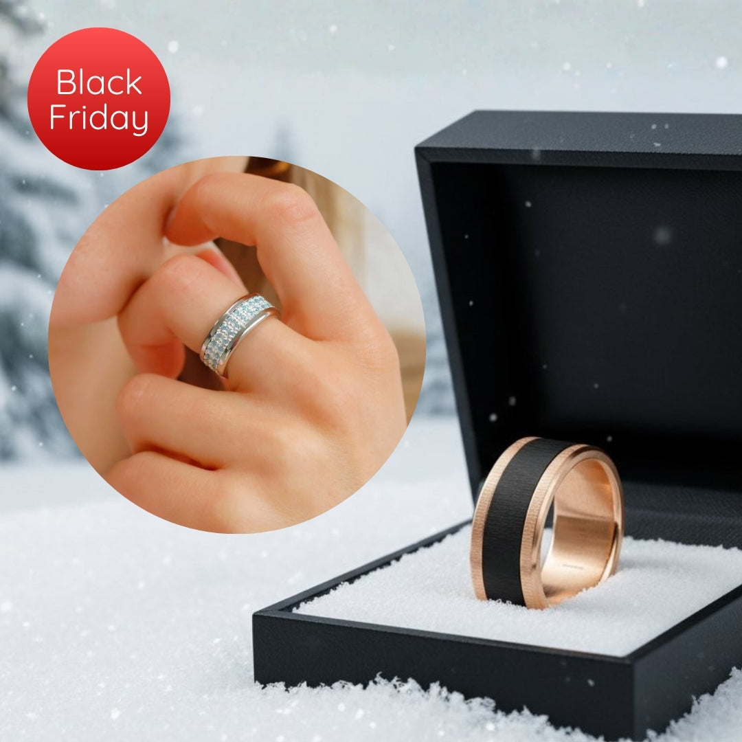 Vulkan mood Ring - Schwarzer Schmuck aus Edelstahl für Herren und Damen