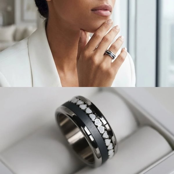 Interchangeable mood ring "Snowy hearts"  in 925 silver with zirconia and interchangeable color