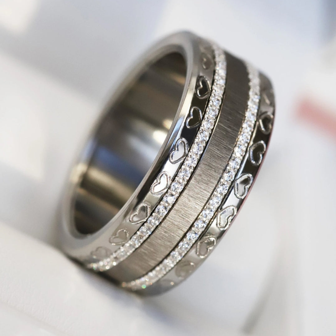 Set of 2 Inner rings (Mini addons) "Mini Aura Authentic" 925 silver set with zircons for interchangeable mood ring