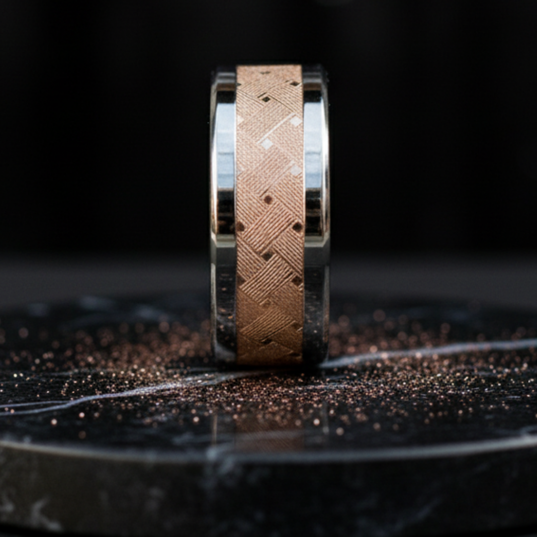 Bague mood "Velvet iron" en acier rose