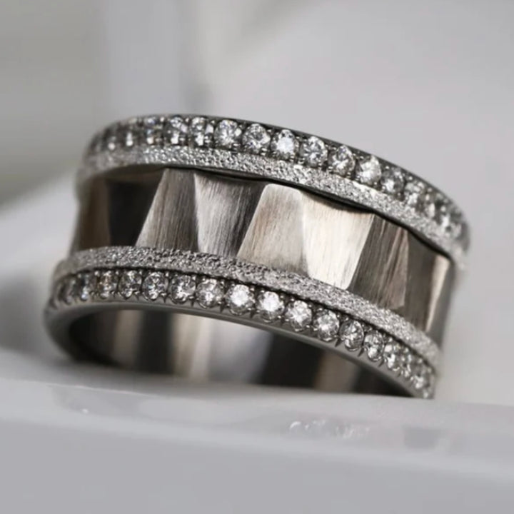 Set of 2 inner rings (mini addons) in 925 silver "Eternal Snow" glitter finish for interchangeable mood ring